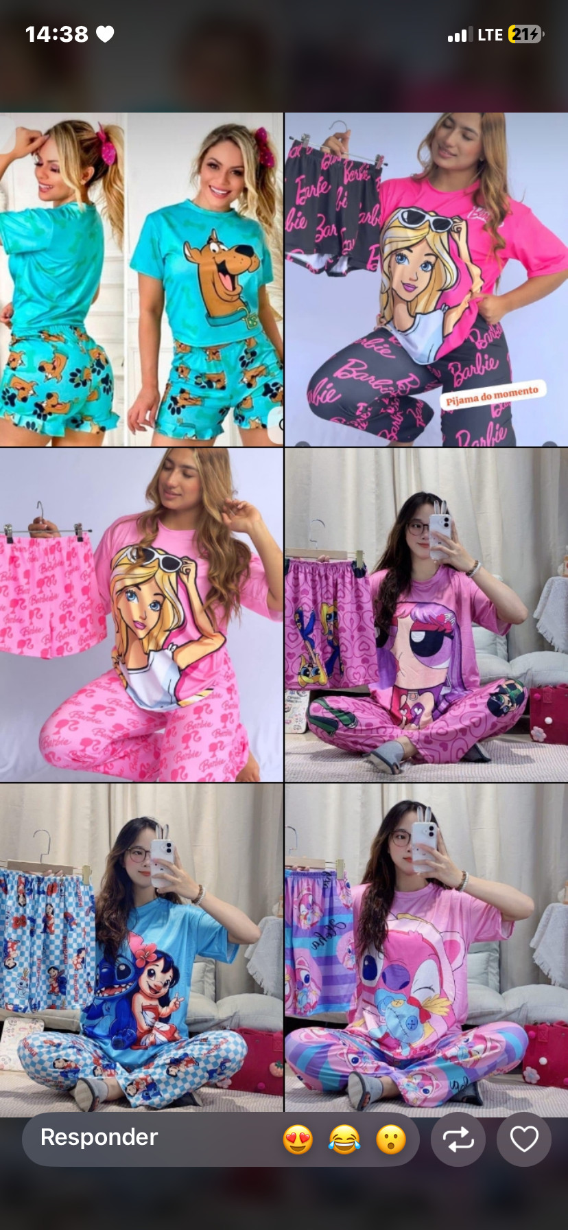 Conjunto de três peças fato para dormir